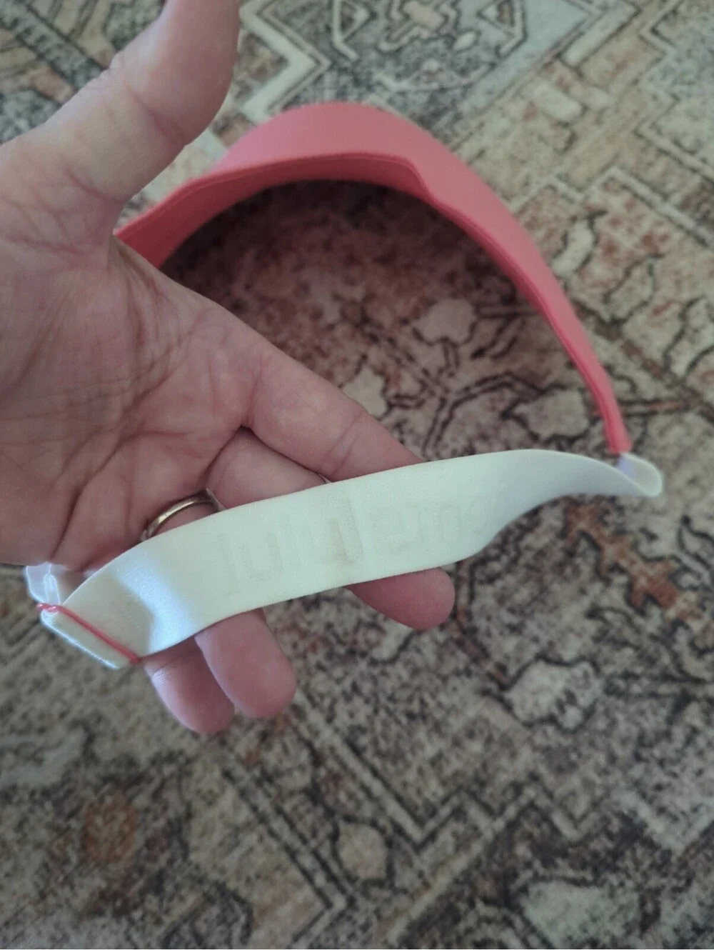 Lululemon Fast Paced Wide Band Running Visor Coral Elastic Back